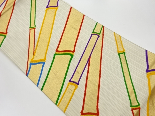 リサイクル　竹模様織出し袋帯